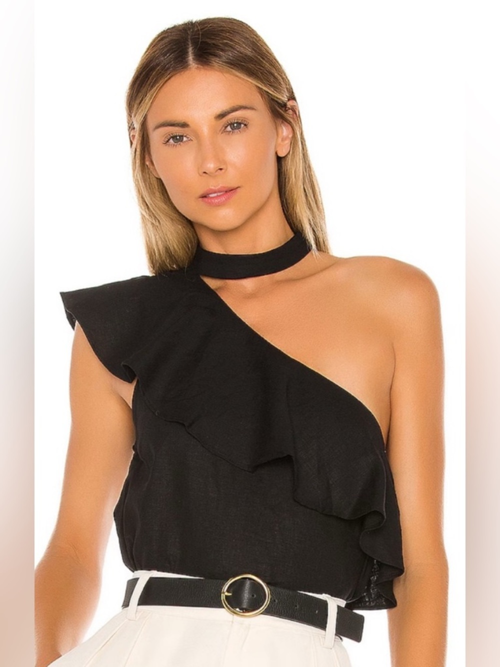 L’Academie The Seberg Top in Black Size S NWT